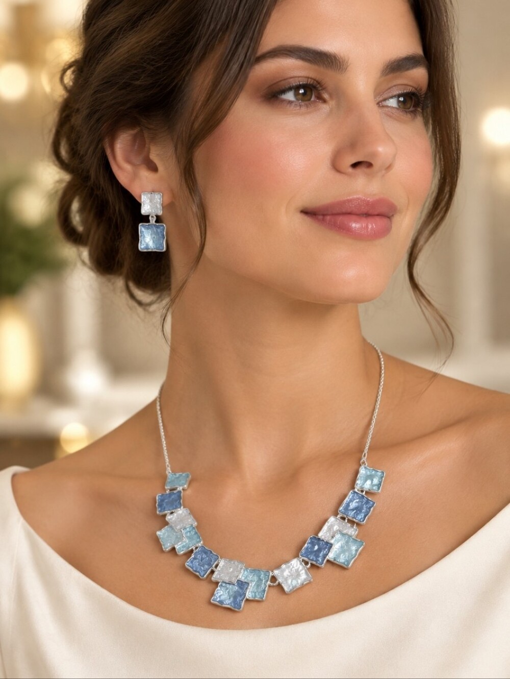 Boho Style Jewerly Set Geometric Design With Uneven Surface  3 pcs Set